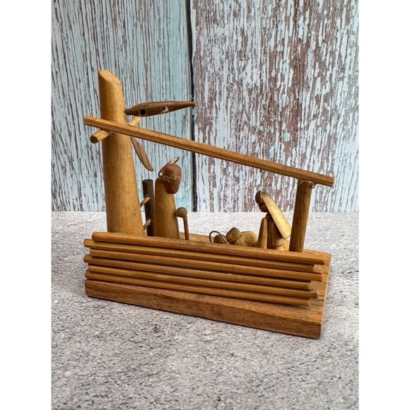 Vintage Wooden Nativity Scene Hand Made In Poland By S. Sitarski & J. Fedorowicz - Picture 8 of 10